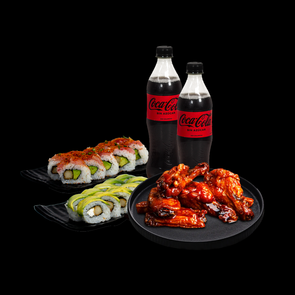 20 makis + 6 alitas + 2 gaseosas